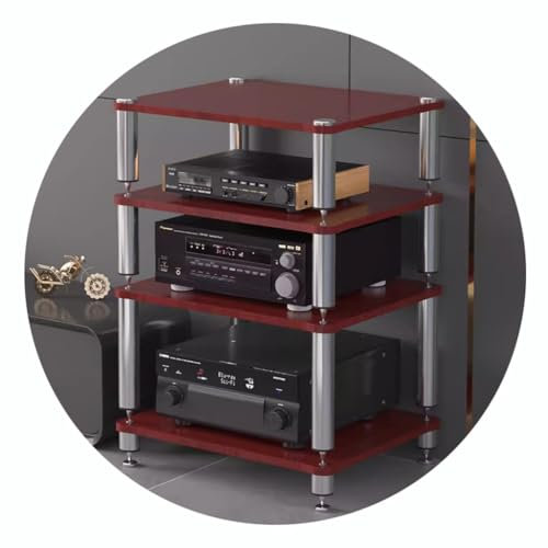 2/3/4-lagers HiFi-ställ AV-hylla HIFI-stativ Skivspelarestativ-enheter Skåp Ljudställ med stötdämpande fötter- Audio Video-komponenter (Färg: Rood, Storlek: 60 * 48 * 80cm (4 Tier))