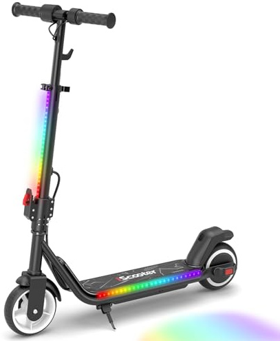 iScooter elscooter för barn 8-14 år IK3MAX, 250W toppmotor, 8/13/19 km/h, körtid upp till 10 km, hopfällbar och justerbar höjd 90-102 cm, hopfällbar elektrisk sparkcykel för barn med 6,5-tums dä