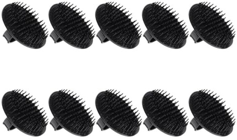 GLEAVI Cepillo Masajeador del Cuero Cabelludo para Cuidado y Exfoliación Profunda, 10 Piezas de Plástico Negro para Lavado de Cabello y Relajación