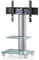VCM TV Standfuß mit Zwischenboden | Alu Fernseh Ständer rollbar | ESG-Sicherheitsglas | Maße ca. H. 100 x B. 60 x T. x 44 cm - Tosal ZW Mattglas