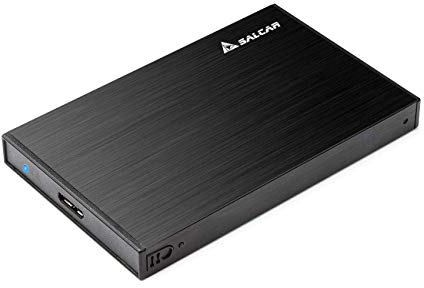 Salcar Aluminium 2,5 Zoll Externes Festplattengehäuse für 9.5mm 7mm 2.5 Zoll HDD SSD Case Gehäuse mit SATA 3 USB 3.0 Kabel Unterstützung UASP (Schwarz)