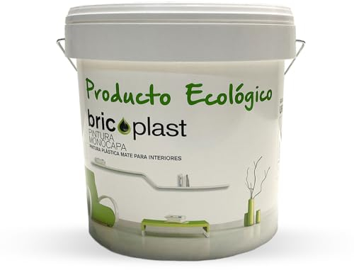 Ursan - Bricoplast. Pintura Ecológica Interior Mate de Color Blanco para Paredes y Techos Sin Olor - Uso Recomendado en Paramentos Interiores como Yeso, Pladur, Escayola o Cemento - 4 Litros