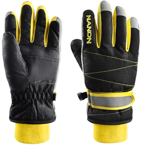 Azarxis Gants de Ski Hiver Enfant Gants Sport Neige Chaud Moufles Coupe-Vent Respirant pour Garçon Fille Cyclisme Snowboard (S (6-7 Ans), 01 Noir)