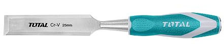 TOTAL - Formón para Madera - 19 x 140 mm - Adecuado para Carpintería y Ebanistería - Cincel Para Cortar o Rebajar Madera - Hecho en Cromo Vanadio - Mango Bimaterial