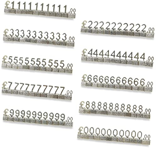 MACHSWON 10 PCS Digital Price Tag 3D Metal Shelving Adjustable GBP ￡ Price Cube Kit for Shop Display Jewelry Watch Shop Office Display Pricemarker Labels Silver