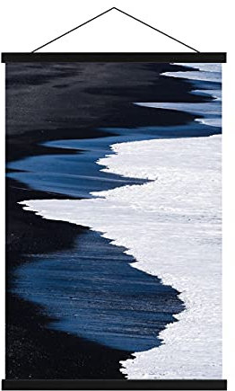 Lanpn A0 - Marco magnético para póster (91 cm, 90 x 120 cm, 90 x 140 cm, marco de fotos imán, madera natural, para cartel, marco colgante, soporte para carteles, 91 cm, negro)