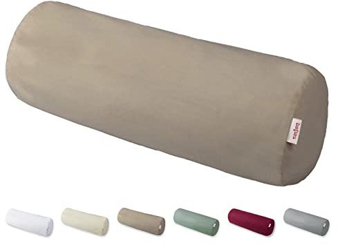 beties BasicSoft Nackenrollenhülle ca. 15x40 cm 100% Baumwolle Premium Jersey Nackenrolle Nackenrollen-Bezug Nacken-Kissen - Plaza-Taupe