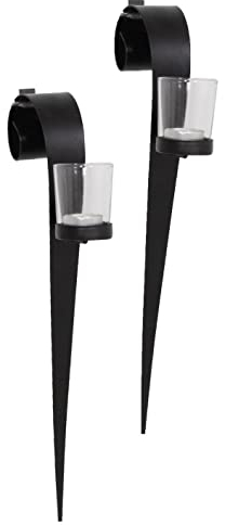 Novaliv 2X Wandkerzenhalter aus Metall mit Glas 16 x 43 x 6 cm Schwarz Kerzenhalter Wand Teelichterhalter Deko Wohnzimmer Dekoration Wanddeko Vintage Deko Teelicht Wandhalter