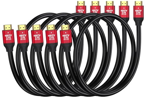 RyzzRooa HDMI to HDMI Cables 5 Feet, 5-Pack, High Speed HDMI 2.0 Cable Supports 4K@60Hz, 2K, 1080P, HDCP 2.2, HDR, ARC & Ethernet, Compatible with Xbox, PS3, PS4, Laptop, Roku, Monitor, TV etc