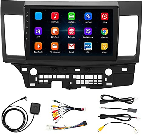 Radio Estéreo para Automóvil, 10.1in Radio para Automóvil Estéreo GPS 1 + 16GB Sistema de Navegación con Reproductor MP5 Apto para Mitsubishi Lancer EX 2010‑2015