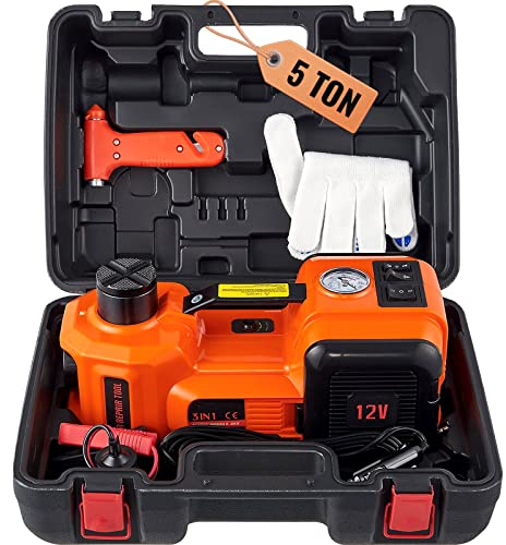 VEVOR Martinetto idraulico elettrico a carrello, 5 Tonnellate CC 12V 180W 15A Pressione 10bar Martinetto elettrico cilindro idraulico 155-450 mm Kit di Attrezzi per Martinetto Idraulico Sollevatore