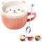 BigNoseDeer Geschenke für Frauen, Süß Kawaii Rosa Katze Lustige Tasse, Kaffeetassen mit Deckel Set, Kaffeetassen für Katzenliebhaber, Frauen, Mädchen, Kinder, Weihnachten, Geburtstagsgeschenk
