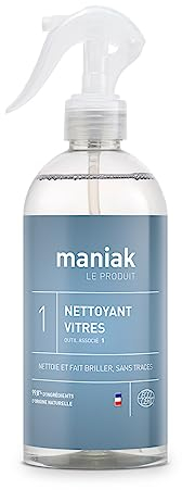Produit Nettoyant Vitre Super Efficace – Spray 500 mL Maniak : Efface les Traces (Pluie, Poussière) sur Vitres & Miroirs