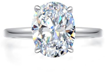 Oivley 3.5CT Oval Solitaire Engagement Ring, Women's Engagement Rings, 925 Sterling Silver Fake Diamond Ring Cubic Zirconia Engagement Ring18K White Gold Plated Oval Rings for Women-50