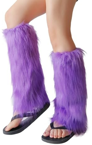 Jambières Pour Femmes,40 Cm Jambières Tricotées D'hiver, Jambières De Ballet Pour Filles,Jambières Au Néon,Protège-Jambes Tricotés Pour Femme Et Fille,Pour Fête Cosplay Carnaval Mascarade (Violet)