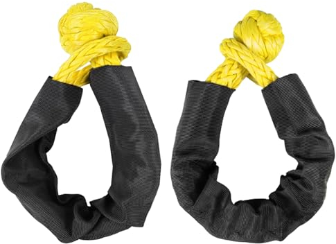 Gativs Soft Shackle 2 Piezas Grillete Profesional Unidades Grillete Sintético Suave Cuerda de Recuperación Grillete Soft para Rescate de Remolques (Amarillo, 12 mm x 55 cm)