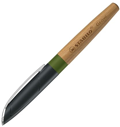 STABILO Grow - Climate-Neutral Ballpoint Pen - Pack of 1 - Moss Green/Oak including Blue Ballpoint Refill