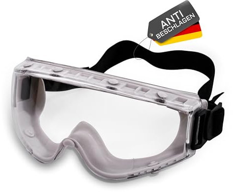 gomey Vollsichtschutzbrille - Kratzfest und Schlagfest – Ideal für das Tragen mit Atemschutzmasken oder Brillen