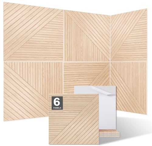 6 Pack Art Acoustic Panels for Wall and Ceiling, High Density 48 X 72Large Wood Grain Printing Sound Absorbing Panel, Decorative Soundproof Wall Panels-Oak color