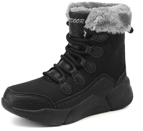 2025 Botas de nieve de invierno al aire libre para mujer acolchadas y cálidas botas de nieve impermeables antideslizantes para la nieve zapatos enfermera mujer limpiables, Negro , 39 EU