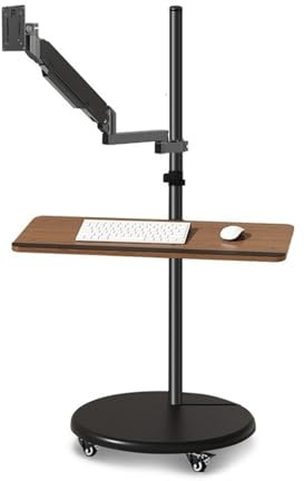 JIANBOHAIRS Monitor stativ singel 17-43 tum justerbar monitor arm TV-rullställ med tung bas för skärmar upp till 33,0 kg med tangentbordsspår och hjul (17-43)
