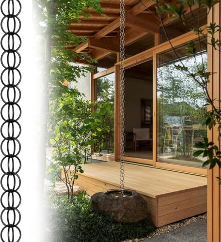 Koubhyj Cadena De Lluvia De Aluminio,Cadenas de Lluvia Decorativas,Sistema Colector Lluvia,Garden Products para Decoraciones De Jardín Al Aire Libre,Drenaje De Aleros(4m)
