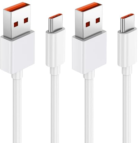 NUDVMUCH 2 Pack 120W 6A Cable USB Tipo C（2M）para Note 14/13/12/11s/11/13 Pro/8 9 Pro 9T, Carga Rápida USB a USB C Cable para 14 Ultra Pad 5 6 POCO X6/X5/C65/M5/X4/F3, Carga Turbo Rápida
