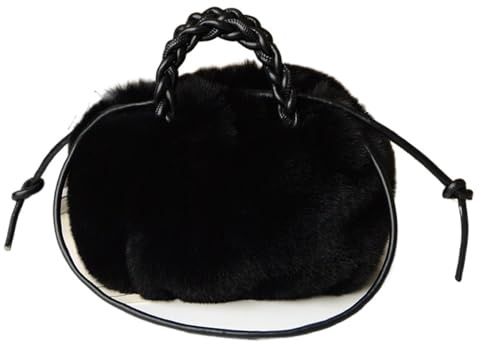 Borse da donna in peluche da donna borse a tracolla da donna calde in peluche da polso peloso con manico corto borse da donna, Nero , Taglia unica