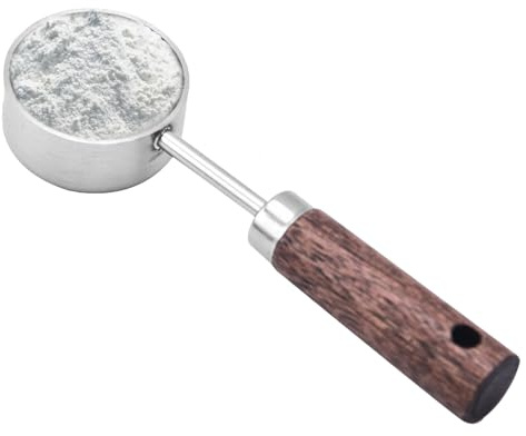 Cucchiaio da tavola - Cucchiaio dosatore per caffè in acciaio inossidabile, strumento di controllo con manico in legno, server con finitura liscia | Dosatore semplice per porzioni Fagioli Espresso Pro