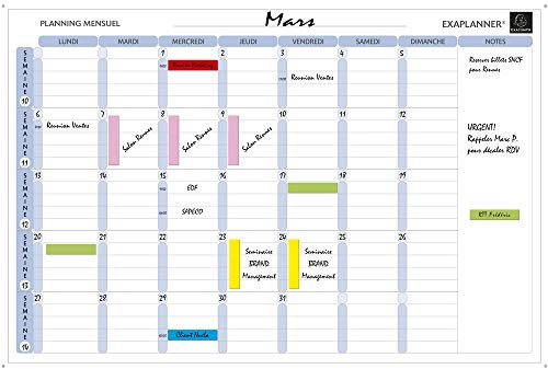 EXACOMPTA Planning mensuel magnétique 90x59cm vendu en kit avec de nombreux accessoires