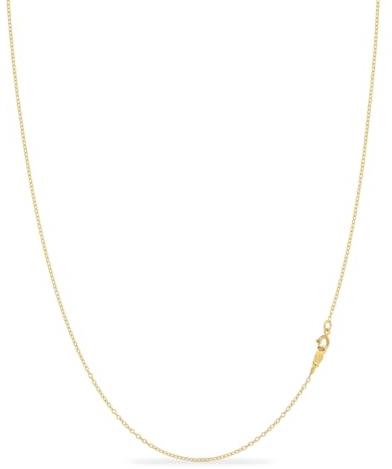 KEZEF 1 mm Gliederkette, 925 Sterling Silber | Erhältlich in 585 vergoldetem 925 Silber & 925 Sterling Silber | Kette ohne Anhänger für Damen & Herren | Länge: 40 cm - 90 cm