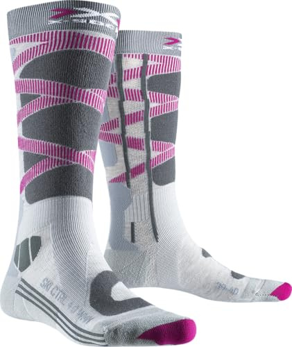 X-Socks Ski Control 4.0 Donna Calze da sci ad alta tecnologia per migliorare le prestazioni, la stabilità e il comfort degli sciatori agonisti e amatoriali - Grigio/Carbone, 41-42