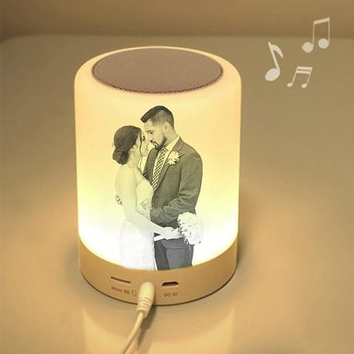 Coudf Luz De Noche Personalizada De 7 Colores Personalizado Música Reloj Despertador Lámpara Marco De Fotos Únicas De Aniversario Para El Día De La Madre Para Mujeres Y Hombres (Boceto)
