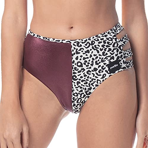 Invertika Slip Donna Vita Alta - Intimo Donna Sportivo - Pole Dance Push up in Lycra Double Face Reversibile Made in Italy (Maculato/Bordeaux, M)