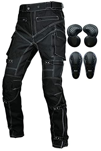 Herren Motorradhose,Wasserdicht Motorrad Biker Trousers Freizeit Hose Fahrrad Riding Schutzhose Jeans,Offroad Outdoor Hose Mit 4 Schutzausrüstung Knieschützer (A,XL)