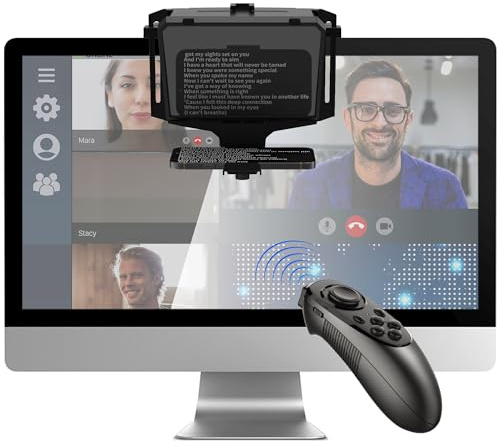 ILOKNZI 19,6 cm (7,7 Zoll) Telefon-Teleprompter-Kit, Bluetooth-Fernbedienung und gehärtetes optisches Glas für Smartphone, iOS/Android-kompatible S-Teleprompter-App