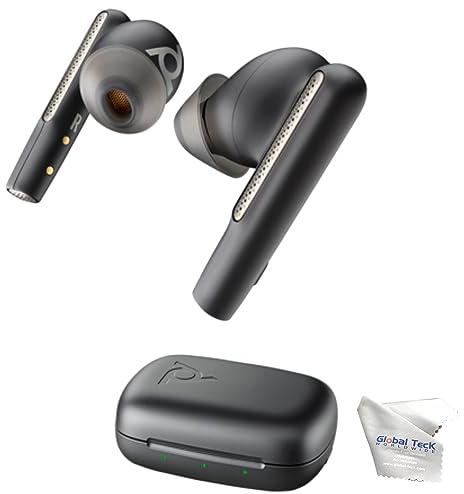 Poly Plantronics Voyager Free 60 Bluetooth-UC-Ohrhörer mit Ladekoffer, kompatibel und entwickelt für Videokonferenzplattformen, Telefonanrufe, Global Teck Cloth