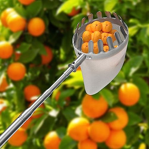 LekLai Obstpflücker, Teleskop-Obstpflücker, Obstpflückerkorb Mit Ausziehbarer Teleskopstange Und Rutschfestem Griff/6M/19.7Ft