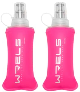 WRELS Gourde Souple Running Pliable,Pack de 2 150ml Flasque Running-Idéal pour Course à Pied, Trail, Randonnée-Sans BPA(Rose)