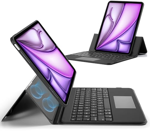 ESR für iPad Air 13 Zoll (M3/M2, 2025/2024) Tastatur Hülle mit Trackpad, Magnetisch Abnehmbare Tastatur mit Hintergrundbeleuchteten Tasten, Hoch-/Querformat, Schwarz