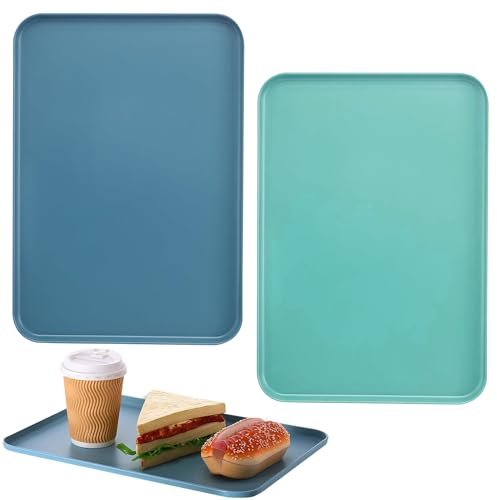 Rechteckiges Tablett Kunststoff, 2 Stück Serviertablett, Küchentablett, Servierplatte für Küche Esszimmer Café Hotel (2 Farben, 30.5cm/12in *22cm/8.66in)