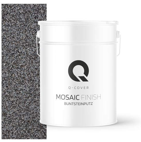 Q-COVER Buntsteinputz 12,5 Kg Dunkelgraphitgrau M42 Mosaikputz Sockelputz Dekorative Putz Innen & Außen Fassadenputz Fertigputz Edelputz Oberputz Kratzfest Wetterfest