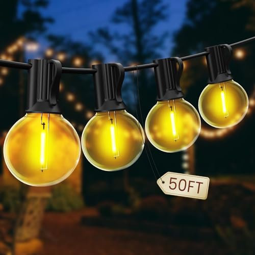 Garden String Lights, 15M/50FT Waterproof Shatterproof Led Festoon Lights, 25+1 Indoor Outdoor Globe Led String Bulbs for Garden, Pergola, Yard, Wedding, Christmas, Backyard, Terrace, Party, Patio