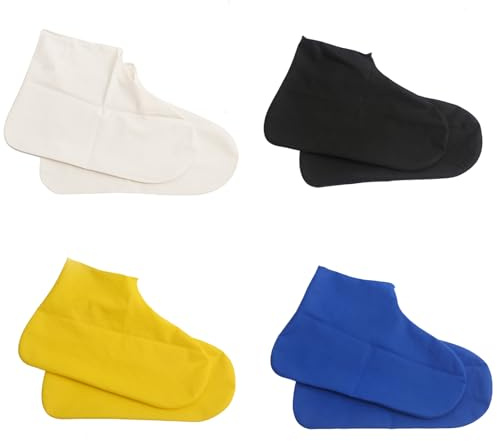yolzhxe 4 Paires Couvre Chaussure Impermeable, Antidérapants Surchaussures Impermeables Silicone, Protege Chaussure Pluie Réutilisables Lavable, pour Jours Pluvieux et Neigeux pour Hommes Femmes, M