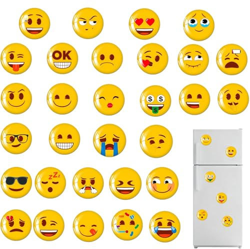 Dryxog 30 Piezas Emoji Imanes Personalizados Nevera Linda Gracioso Iman Potente Regalos Personalizados Imanes Nevera Sonriente Adecuado Decoración de Superficies Metálicas y Magnéticas