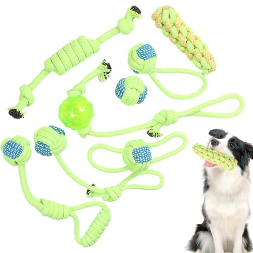 Giocattoli In Corda Per Cani | Cotone 8 Pezzi Set Per Animali Resistenti | Giocattolo per Cane Indistruttibile - Per Viaggi Spiaggia Piscina Camera Da Giardino Interno Esterno