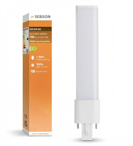 SEBSON Bombilla LED G23 4W - Sustituye lámpara CFL compacta 7-9W
