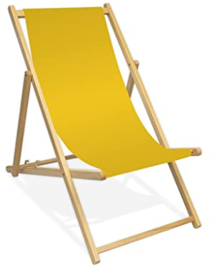 MultiBrands Liegestuhl, Holz, ohne Armlehne, klappbar (Gelb)