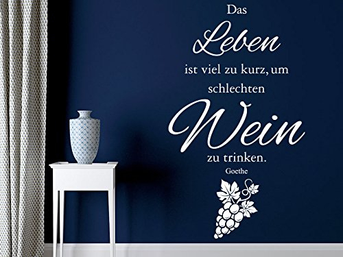 KLEBEHELD® Wandtattoo Das Leben ist viel zu kurz um schlechten Wein zu trinken. (Farbe schwarz/Größe 47x80cm)