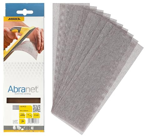 Mirka Abranet slipband 80x230 mm kardborre P240 10 st | Mirka Abranet slipband med kardborre för dammfri slipning på trä spackel lack plast hög prestanda